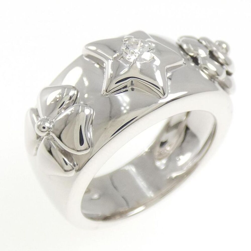 Chanel Three Symbols 18K White Gold Diamond Ring Size 9